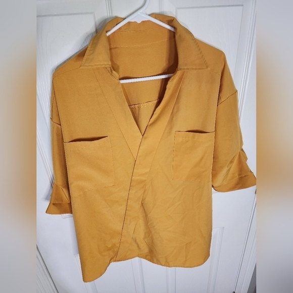 SHEIN Tops - Shein Curve Patched Pocket Drop Shoulder V Neck Casual Blouse Top XL